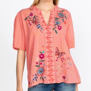 Johnny Was Olinda Puff Sleeve Effortless Blouse Small